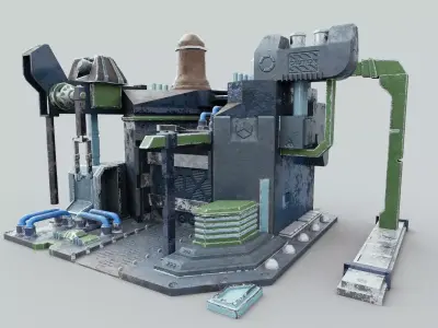 Factory Game model Low-poly 3D model