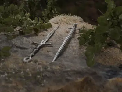 medieval sword Low-poly 3D model 16
