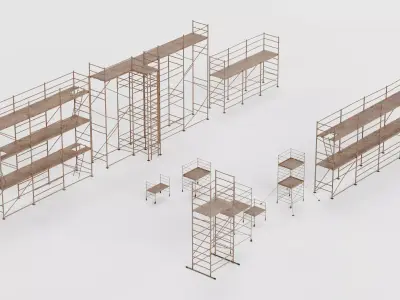 -Old Rusty Scaffolding Set- 3D model