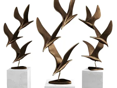 Birds modern art Low-poly 3D model