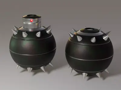 grenade two grenades with spikes 3D model
