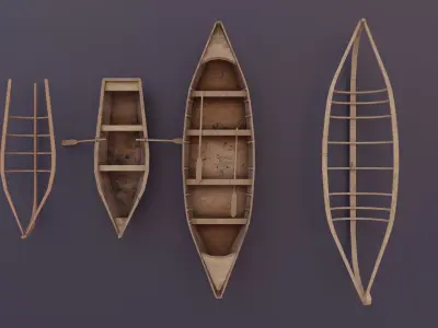 Wooden Boat  Low-poly 3D model purchase