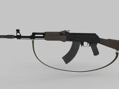 AK47 with silencer 3D model
