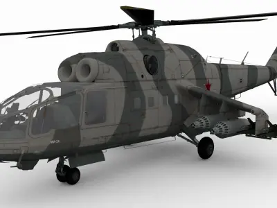 Mil Mi-24A Low-poly 3D model