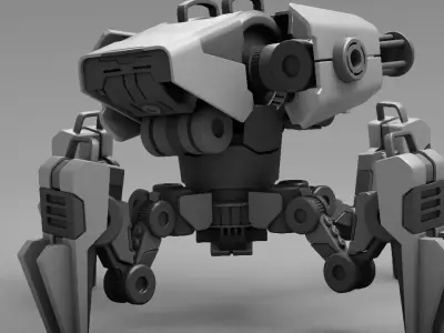 military robot  rigged character 3D model purchase