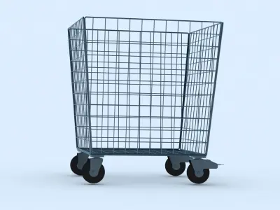 Cart Model wire basket on wheels 3D model