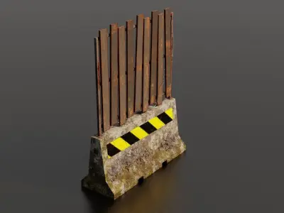 Concrete barrier  Low-poly 3D model 3