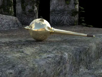 Indian Mythological Mace and Helmet 3D model