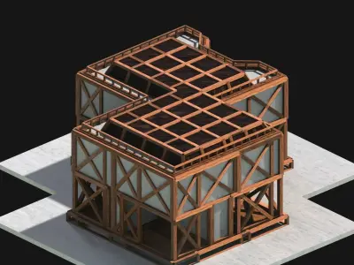 Medieval Low Poly Building Castle Wooden Village Stone House 36 Low-poly 3D model