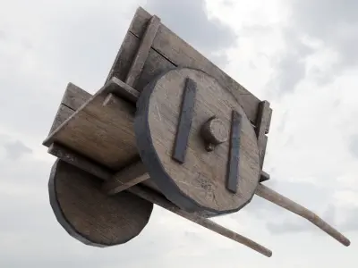 Wagon Wooden Cart Low-poly 3D model