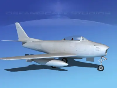 North American F-86 Sabre Jet Bare Metal 3D model