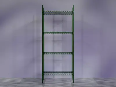 Wire Shelves - 30 inches X 18 inches X 72 inches in green epoxy Low-poly 3D model