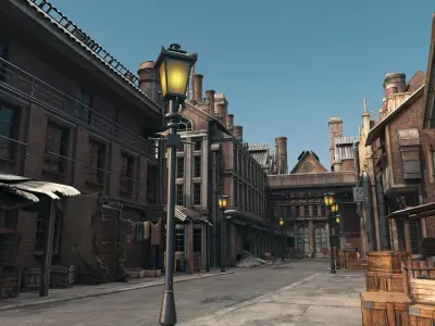 Industrial Vintage Street Environment Low-poly 3D model