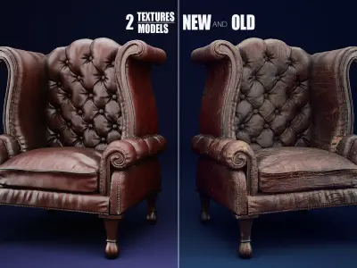 Antique Chesterfield Chair Low-poly 3D model