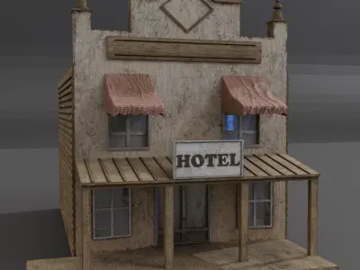 WESTERN HOTEL  Low-poly 3D model
