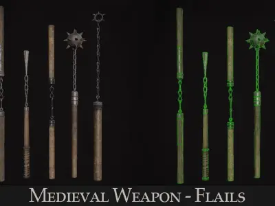 Medieval Weapon -  Flails Low-poly 3D model