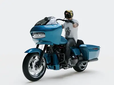 Highly Detailed Character -Touring Motorcycle 3D model