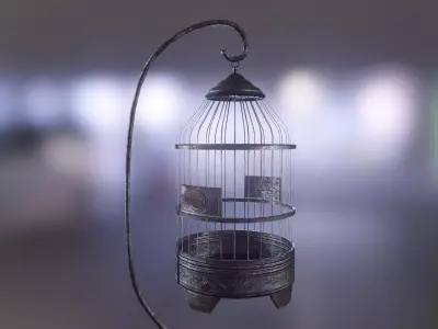 Metal bird cage Low-poly 3D model