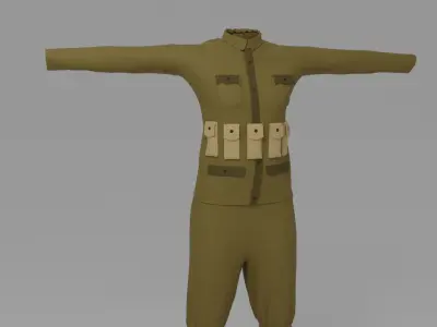 WW1 Soldier Uniform Low-poly 3D model