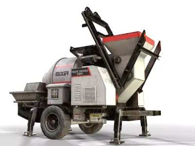 Concrete Mixer Pump Machine Low-poly 3D model