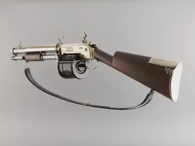PBR Shotgun antique gun Low-poly 3D model