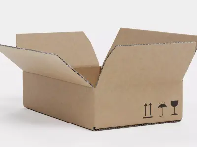 Cardboard Box V3 - Parcel Package with Symbols - Rigged 3D model