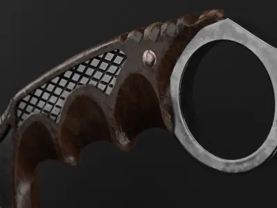 Karambit Knife Wooden Handle Low-Poly Low-poly 3D model