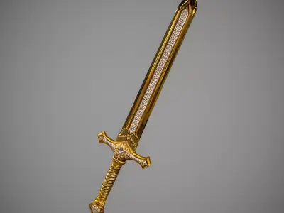 Golden Blade Elegance Sword Low-poly 3D model