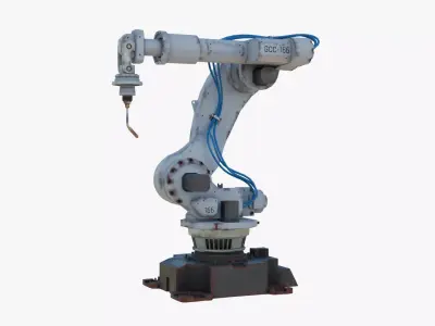 Industrial Welding Robot White Rusty Low-poly 3D model