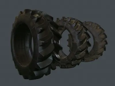 Tractor Tire PBR Game Ready Low-poly 3D model