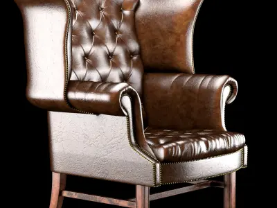 CHESTERFIELD HIGH BACK WING CHAIR Low-poly 3D model