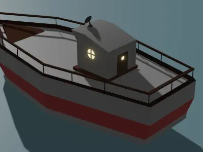 Boat Low-poly 3D model with stripe Low-poly 3D model