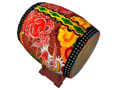 Asian style drum 01 3D model