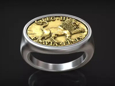 Roman Legion Flavia Felix Lion Antique Design Ring 3D print model