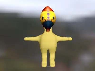 3D cartoon fishhead man game character download 3D model