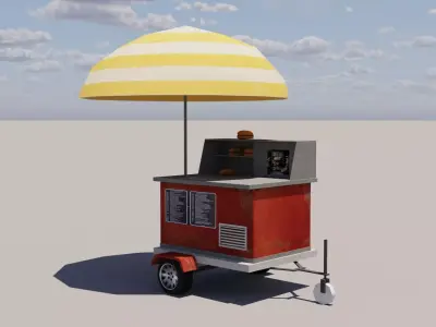 Hot dog Stand burger Low-poly 3D model