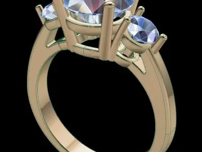 3 STONE ENGAGEMENT RING 3D print model