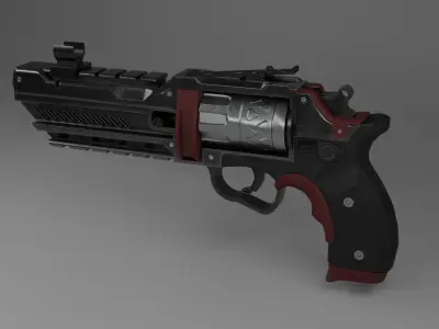 Gun revolver  Low-poly 3D model