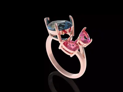  Pear Diamond Ring 3D print model