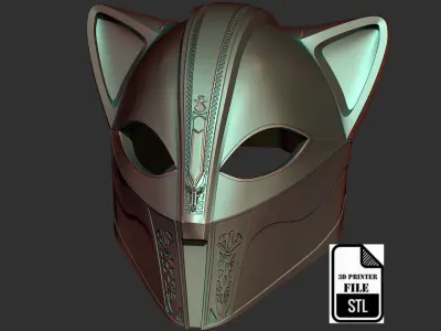 antique feline helmet wearable -STL file for 3d printer 3D print model