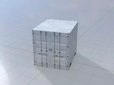 Shipping Container light gray 10ft Low-poly 3D model