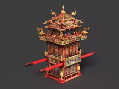 Chinese Wedding Sedan Chair  Low-poly 3D model purchase