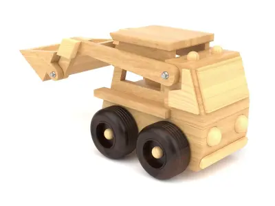 Wooden toy bulldozer 07 3D model