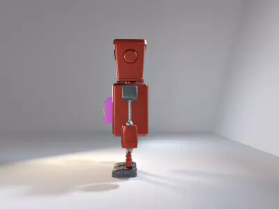 Red Mailbox Robot 3D model