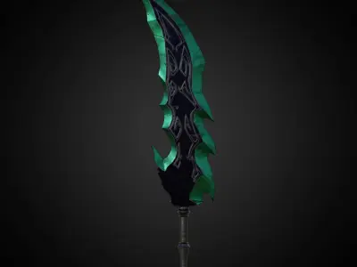 Wounded Sword Emerald Green Low-poly 3D model