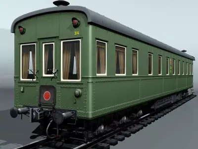 6-axles railcar-salon Low-poly 3D model