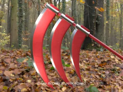 Hidan Triple-Bladed Scythe Senjata 3D model 3D model