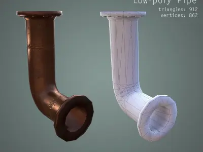 Curved Pipe - Low Poly Low-poly 3D model
