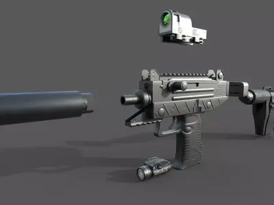 UZI-Pro gun Low-poly 3D model