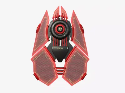 SciFi Shield A11 Red Yellow - Sci Fi Weapon Design Low-poly 3D model